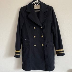 Zara Military Women Pea Coat Wool Long Coat Jacket L